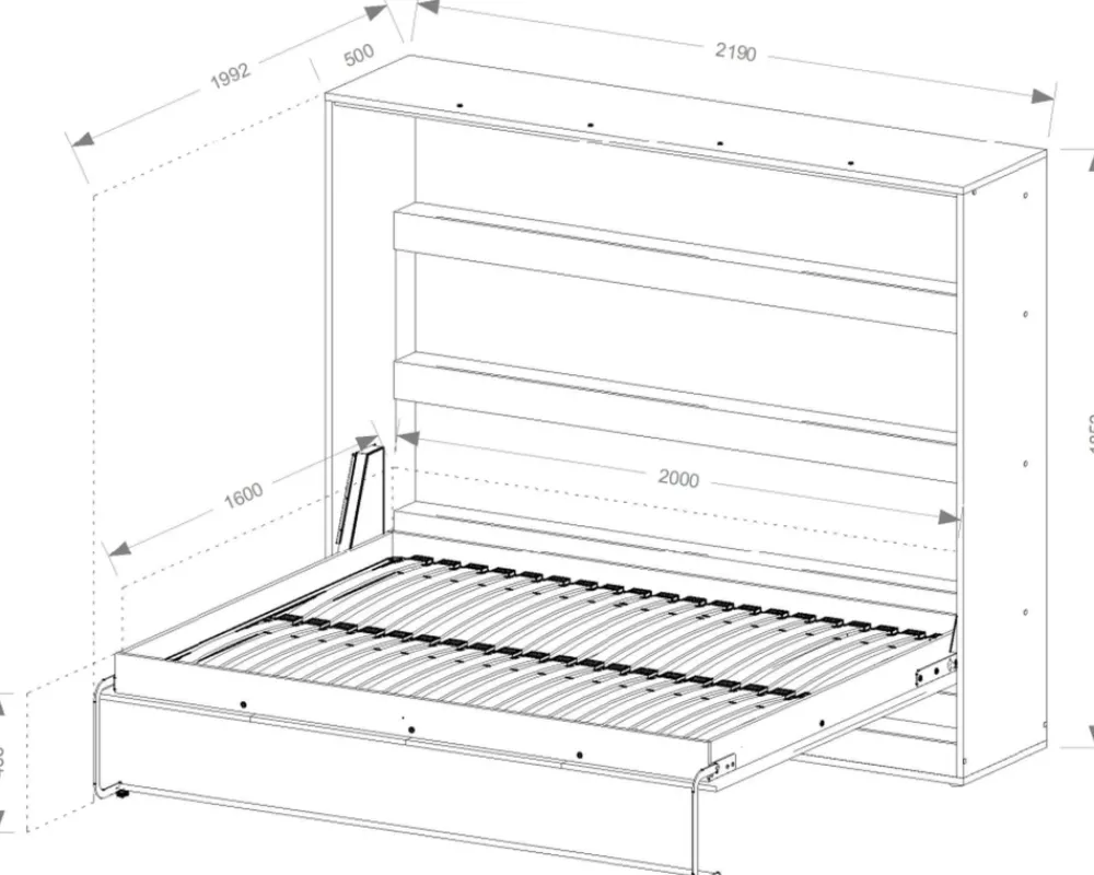 Meble Dla Dzieci|Meble Młodzieżowe>DOMEL Dwuosobowy półkotapczan 160x200 cm poziomy PERFECT opcja oświetlenia