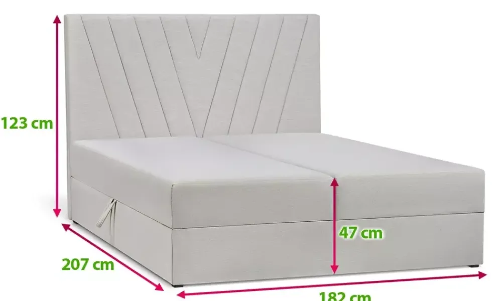 Łóżka Małżeńskie|Łóżka Ze Stelażem>MEBAS Dwusobowe łóżko kontynentalne z pojemnikiem FACE 180x200 cm