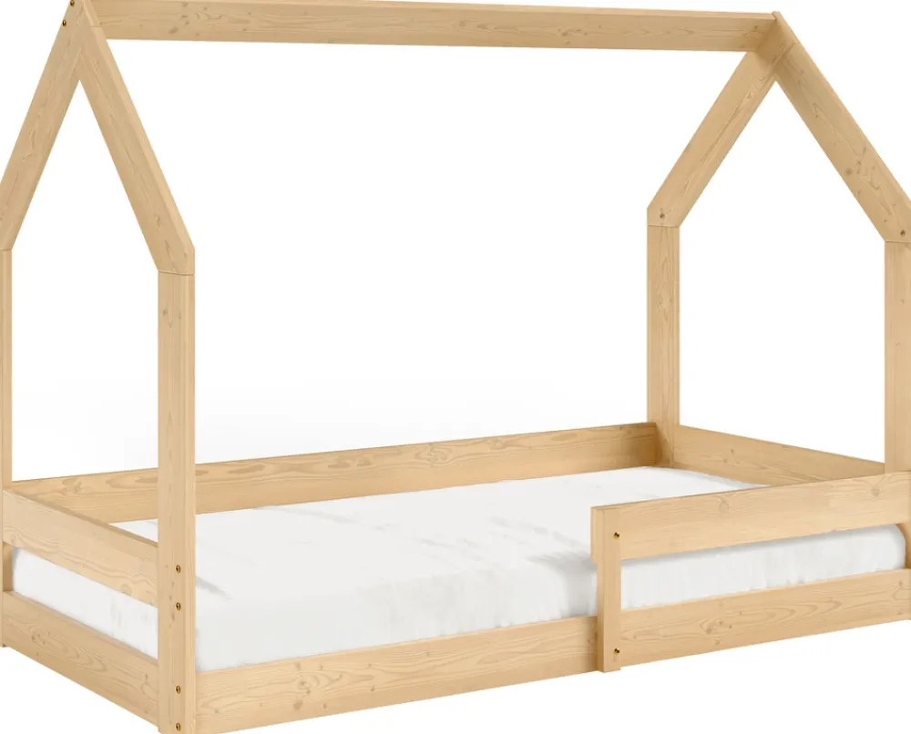 Łóżka Dziecięce|Łóżka Ze Stelażem>Meblomal Dziecięce łóżko domek z barierką 80x160 cm MELANIA sosna naturalna