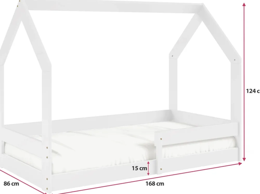 Łóżka Dziecięce|Łóżka Ze Stelażem>Meblomal Dziecięce łóżko domek z barierką 80x160 cm MELANIA sosna naturalna