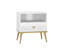 Szafki Nocne>ML Meble Elegancka szafka nocna do sypialni GOLDIN biały połysk