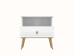 Szafki Nocne>ML Meble Elegancka szafka nocna do sypialni GOLDIN biały połysk