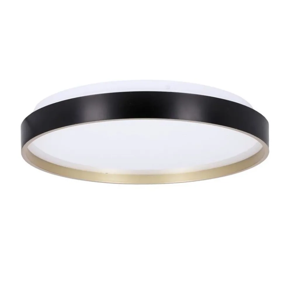 Oświetlenie Pokoju Dziecięcego|Oświetlenie Przedpokoju>Candellux Lighting Florida lampa sufit. plafon czarno złoty+biały 18w led 33 cm klosz biały sky ef