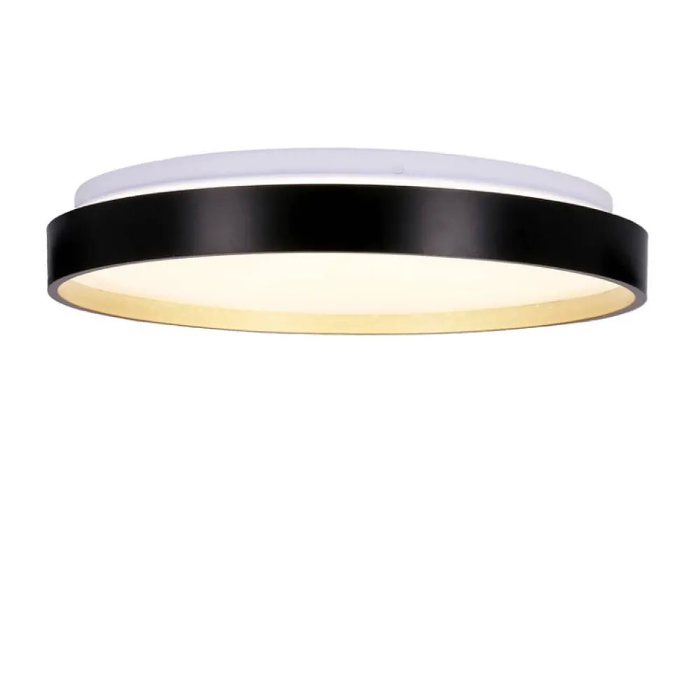 Oświetlenie Pokoju Dziecięcego|Oświetlenie Przedpokoju>Candellux Lighting Florida lampa sufit. plafon czarno złoty+biały 18w led 33 cm klosz biały sky ef