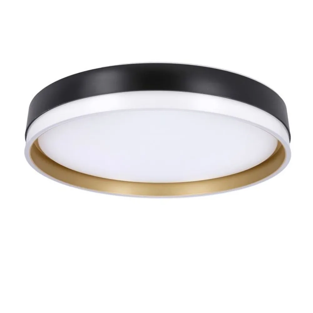 Oświetlenie Pokoju Dziecięcego|Oświetlenie Przedpokoju>Candellux Lighting Florida lampa sufitowa plafon biało złoty+czarny 24w led 38 cm klosz biały