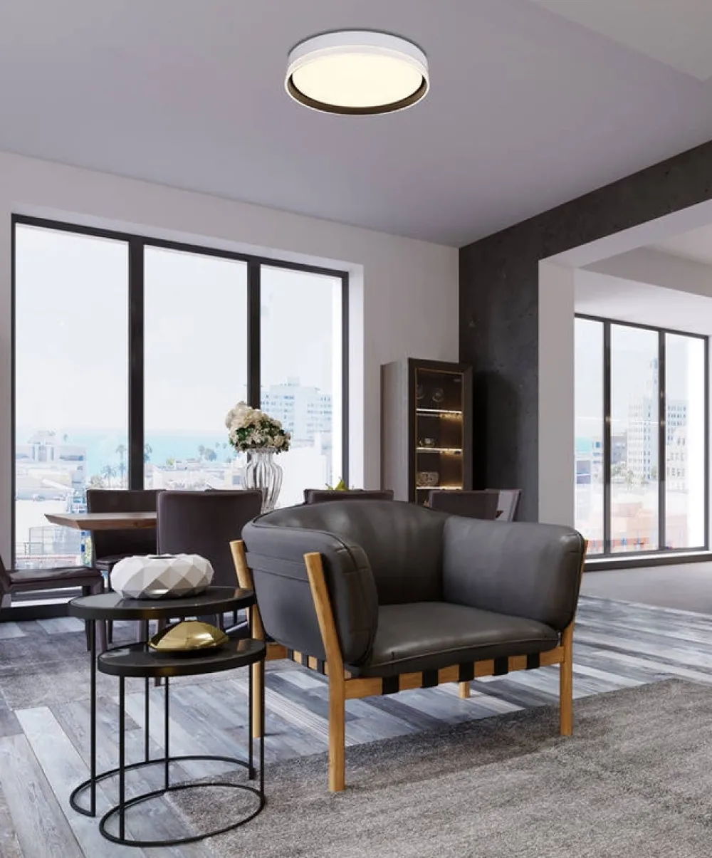 Oświetlenie Pokoju Dziecięcego|Oświetlenie Przedpokoju>Candellux Lighting Florida lampa sufitowa plafon biały+czarny 24w led 39 cm klosz biały