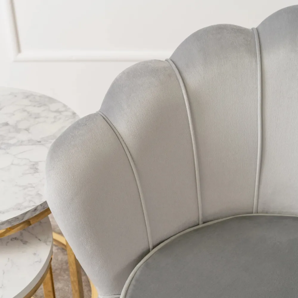 Fotele>MEBEL ELITE Fotel do salonu welurowy muszelkowy szary ADELLE