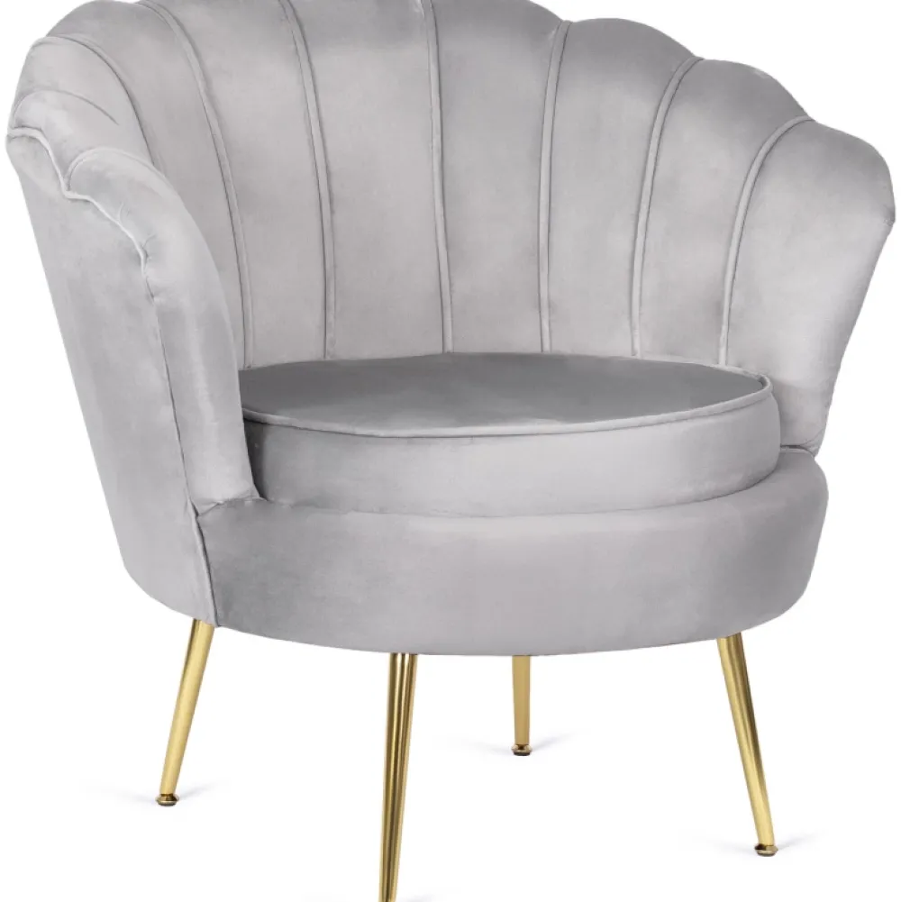 Fotele>MEBEL ELITE Fotel do salonu welurowy muszelkowy szary ADELLE