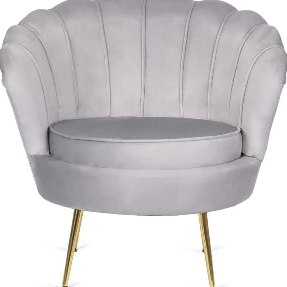 Fotele>MEBEL ELITE Fotel do salonu welurowy muszelkowy szary ADELLE