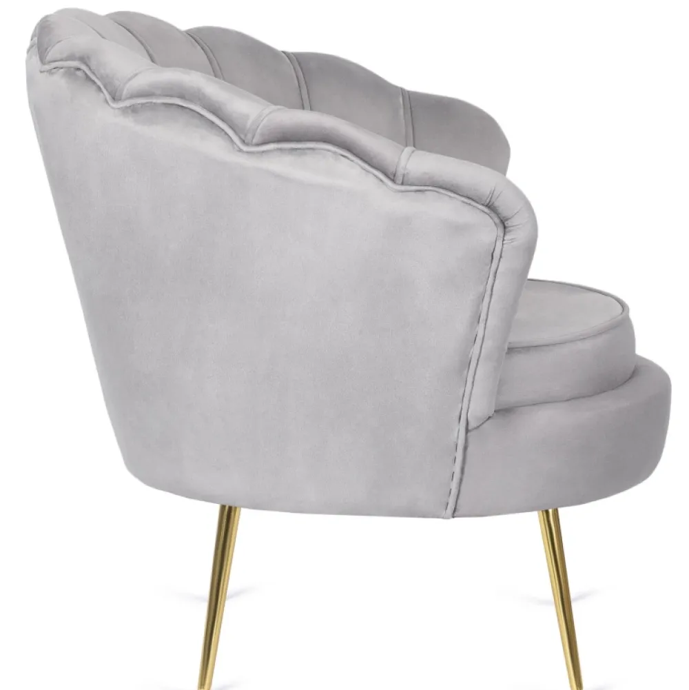 Fotele>MEBEL ELITE Fotel do salonu welurowy muszelkowy szary ADELLE