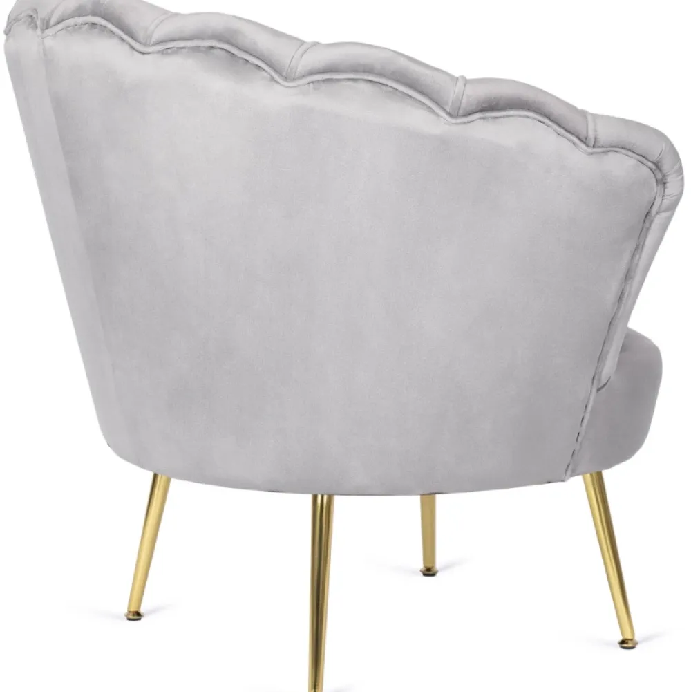 Fotele>MEBEL ELITE Fotel do salonu welurowy muszelkowy szary ADELLE