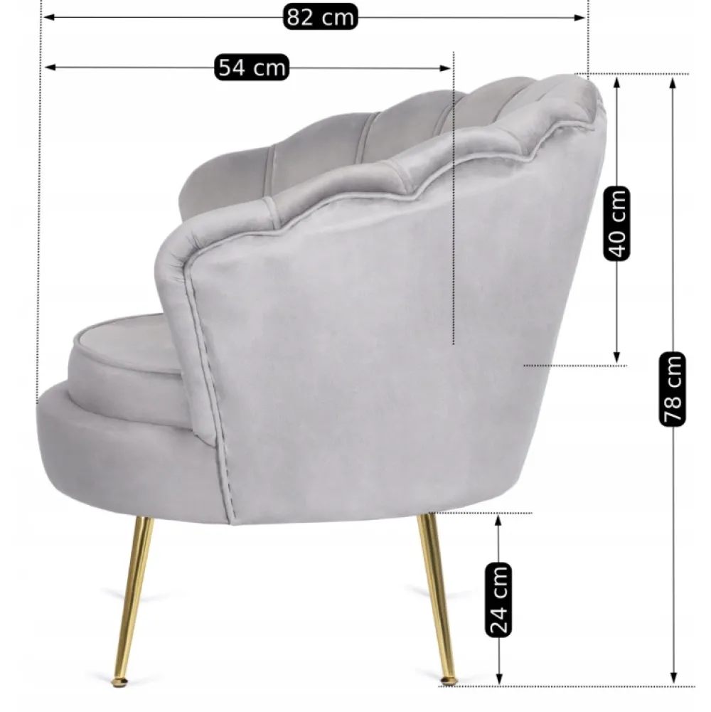 Fotele>MEBEL ELITE Fotel do salonu welurowy muszelkowy szary ADELLE