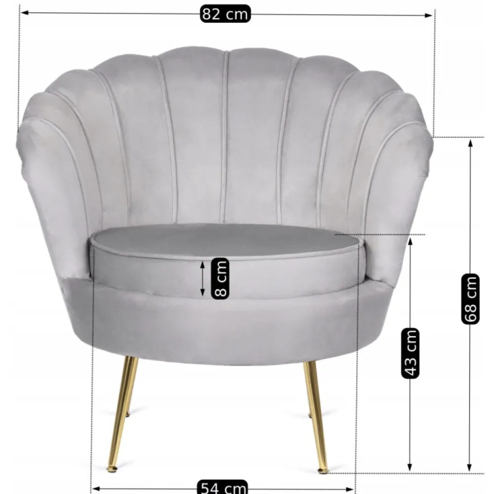 Fotele>MEBEL ELITE Fotel do salonu welurowy muszelkowy szary ADELLE