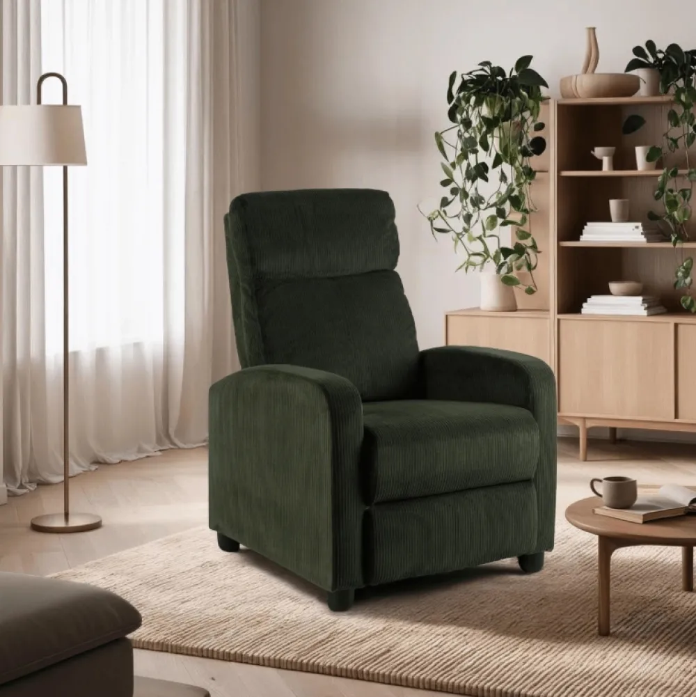 Fotele>MEBEL ELITE Fotel rozkładany do salonu zielony sztruksowy DUMIO Odcienie zielonego