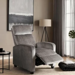 Meble Młodzieżowe|Fotele>MEBEL ELITE Fotel rozkładany do salonu welurowy DUMIO szary