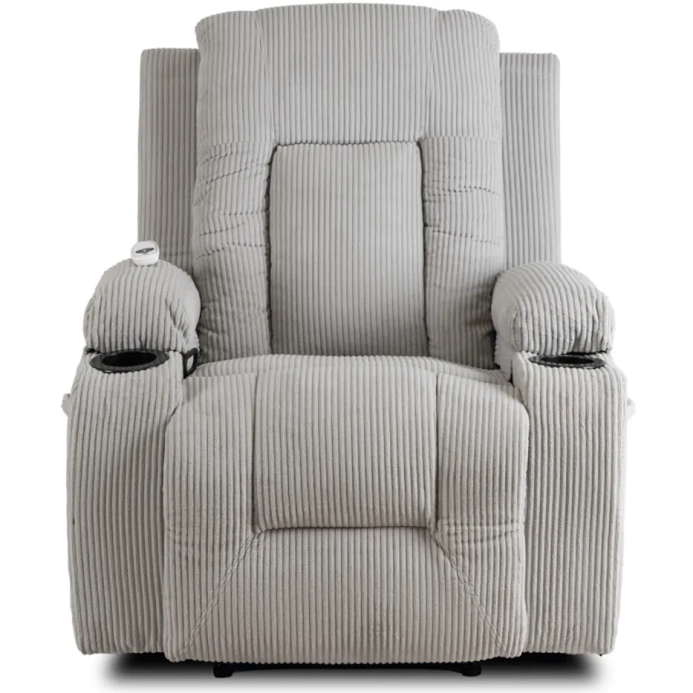 Fotele>MEBEL ELITE Fotel rozkładany do salonu z funkcją masażu BRANO szary sztruks