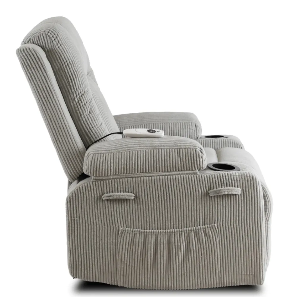 Fotele>MEBEL ELITE Fotel rozkładany do salonu z funkcją masażu BRANO szary sztruks