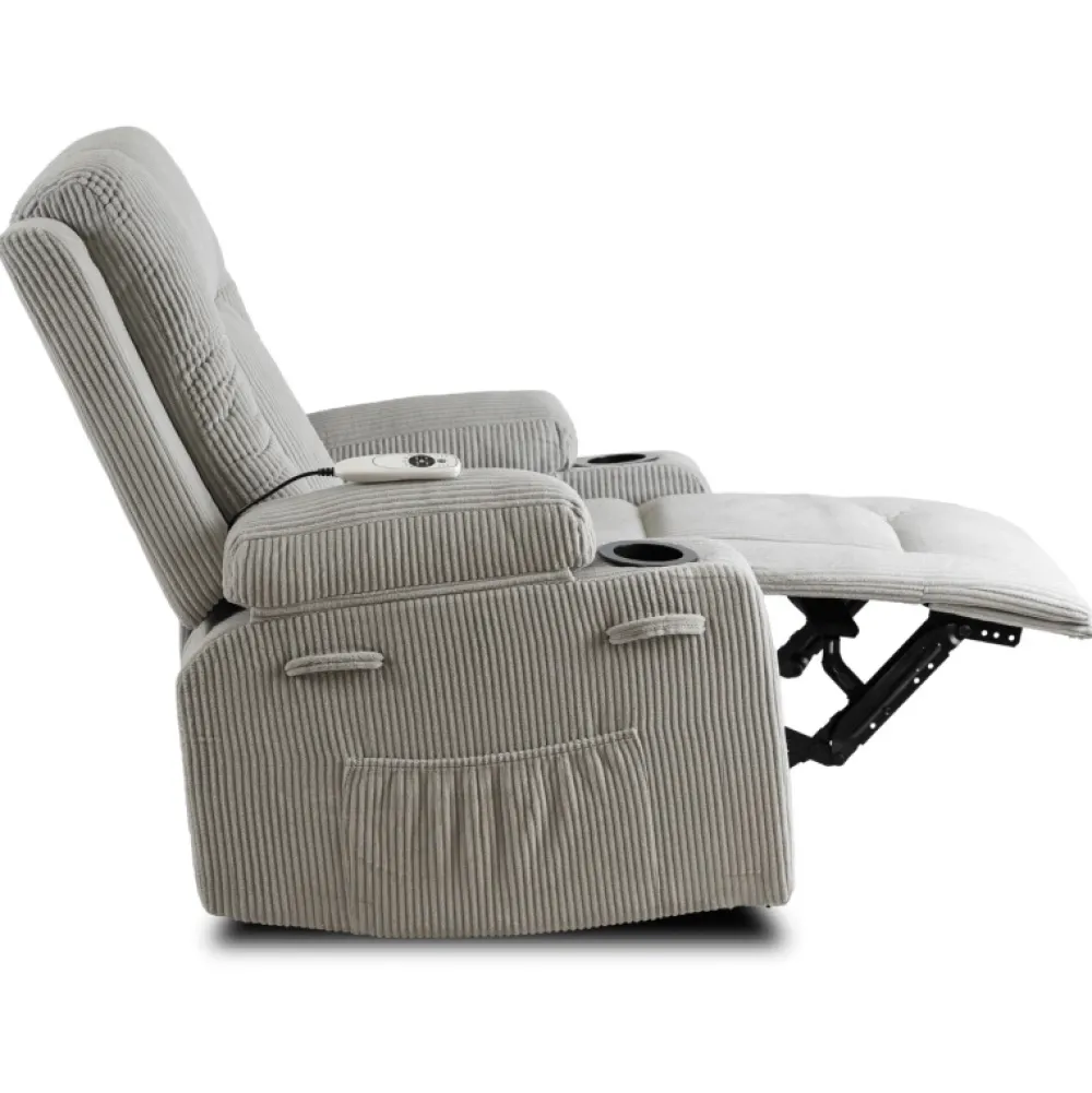 Fotele>MEBEL ELITE Fotel rozkładany do salonu z funkcją masażu BRANO szary sztruks