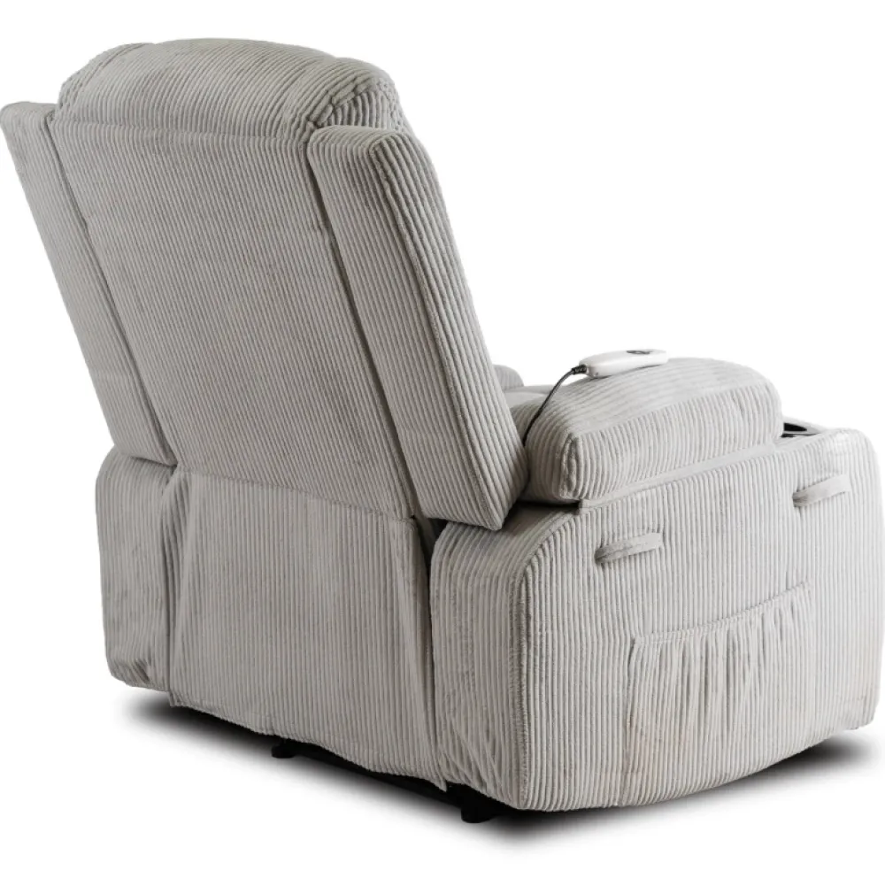 Fotele>MEBEL ELITE Fotel rozkładany do salonu z funkcją masażu BRANO szary sztruks