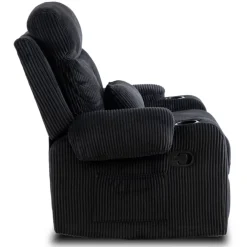 Fotele></noscript>MEBEL ELITE Fotel rozkładany do spania czarny do salonu TURIN