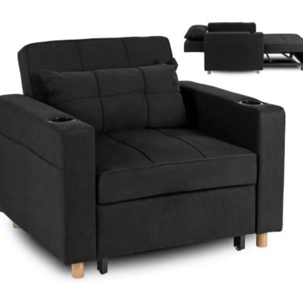 Fotele>MEBEL ELITE Fotel rozkładany z funkcją spania do salonu SOREL czarny