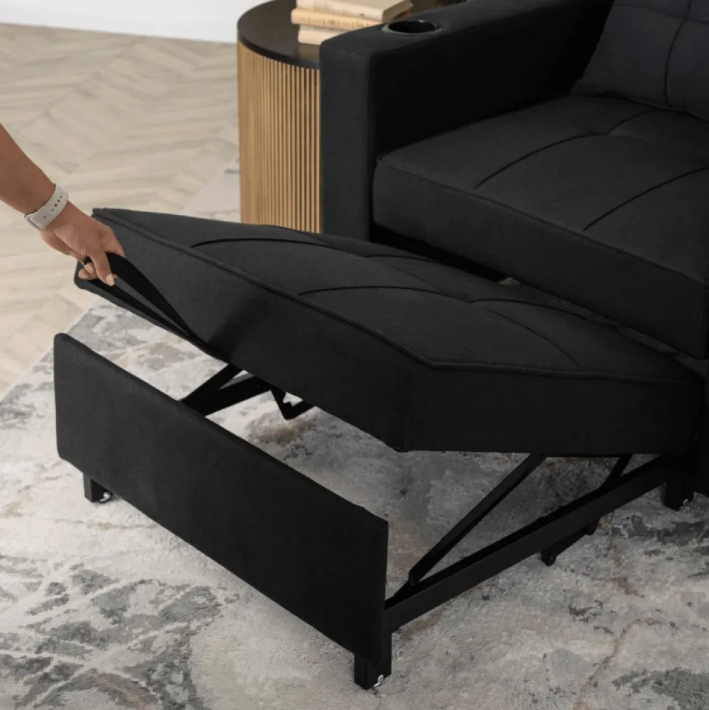 Fotele>MEBEL ELITE Fotel rozkładany z funkcją spania do salonu SOREL czarny