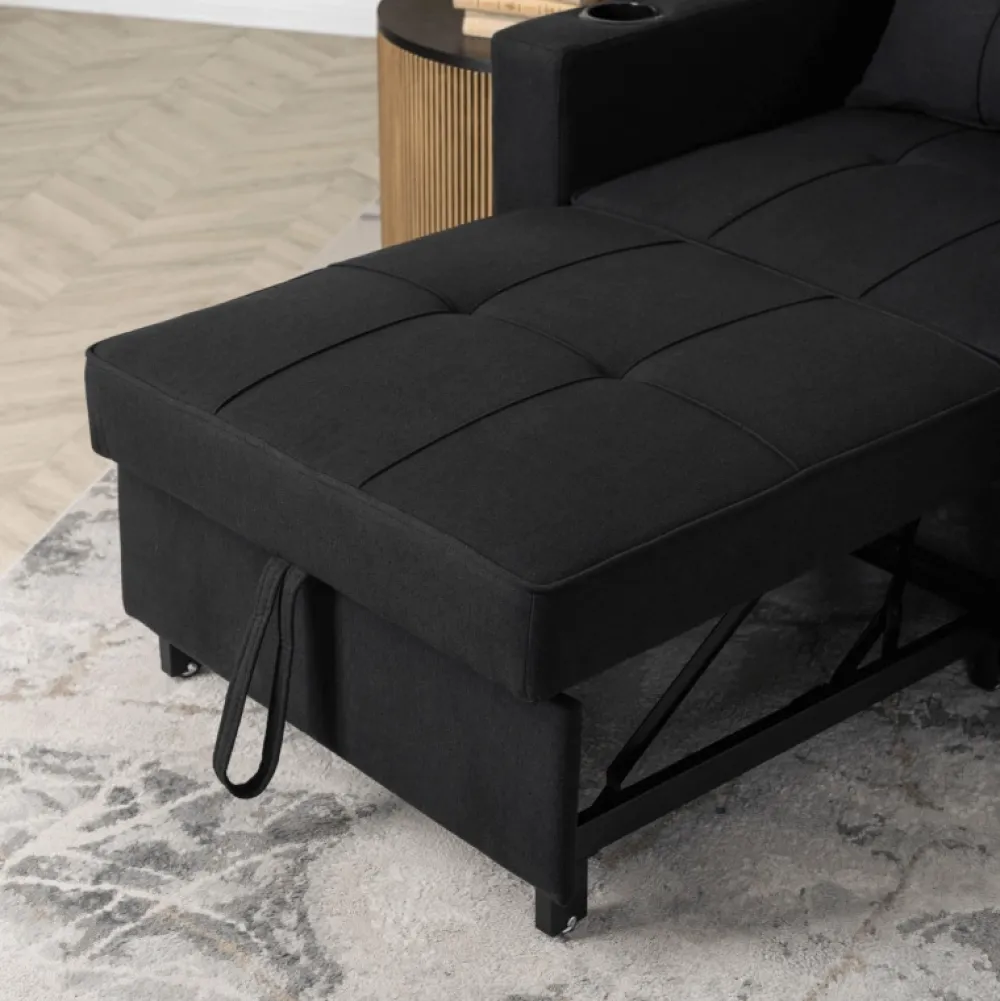 Fotele>MEBEL ELITE Fotel rozkładany z funkcją spania do salonu SOREL czarny