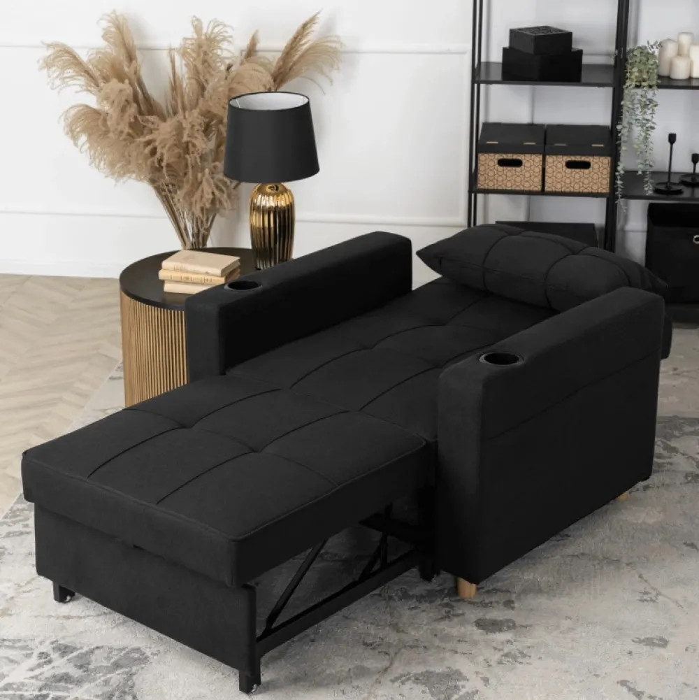 Fotele>MEBEL ELITE Fotel rozkładany z funkcją spania do salonu SOREL czarny