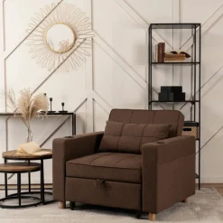 Meble Młodzieżowe|Fotele>MEBEL ELITE Fotel rozkładany z funkcją spania do salonu SOREL brązowy