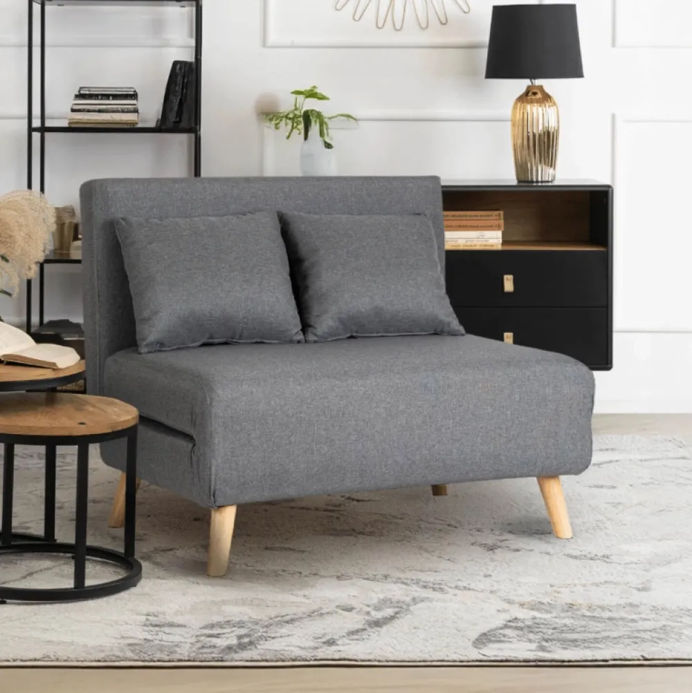 Fotele>MEBEL ELITE Fotel rozkładany z funkcją spania 100 cm do salonu MALIE szary