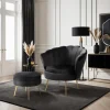 Fotele>MEBEL ELITE Fotel wypoczynkowy z podnóżkiem GISANO do salonu czarny welur