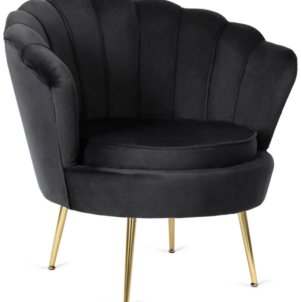 Fotele>MEBEL ELITE Fotel wypoczynkowy z podnóżkiem GISANO do salonu czarny welur