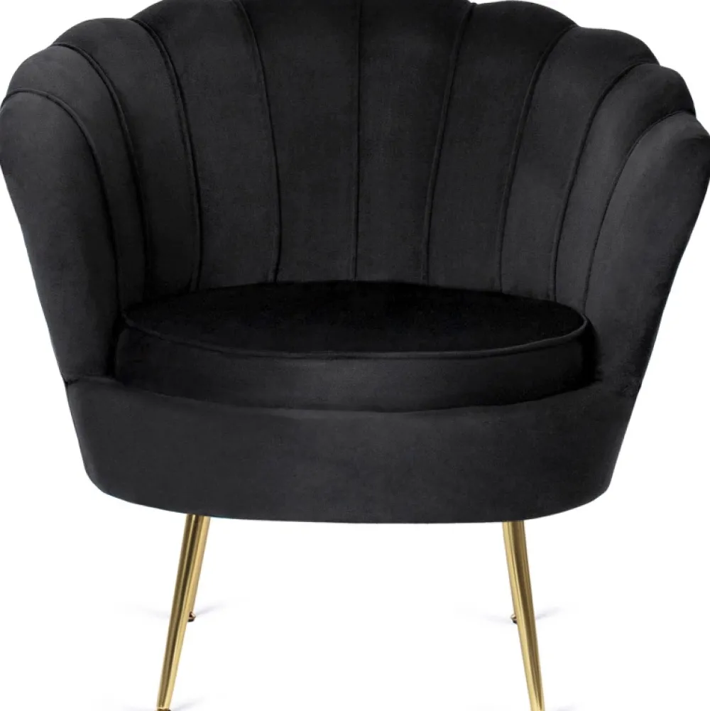 Fotele>MEBEL ELITE Fotel wypoczynkowy z podnóżkiem GISANO do salonu czarny welur