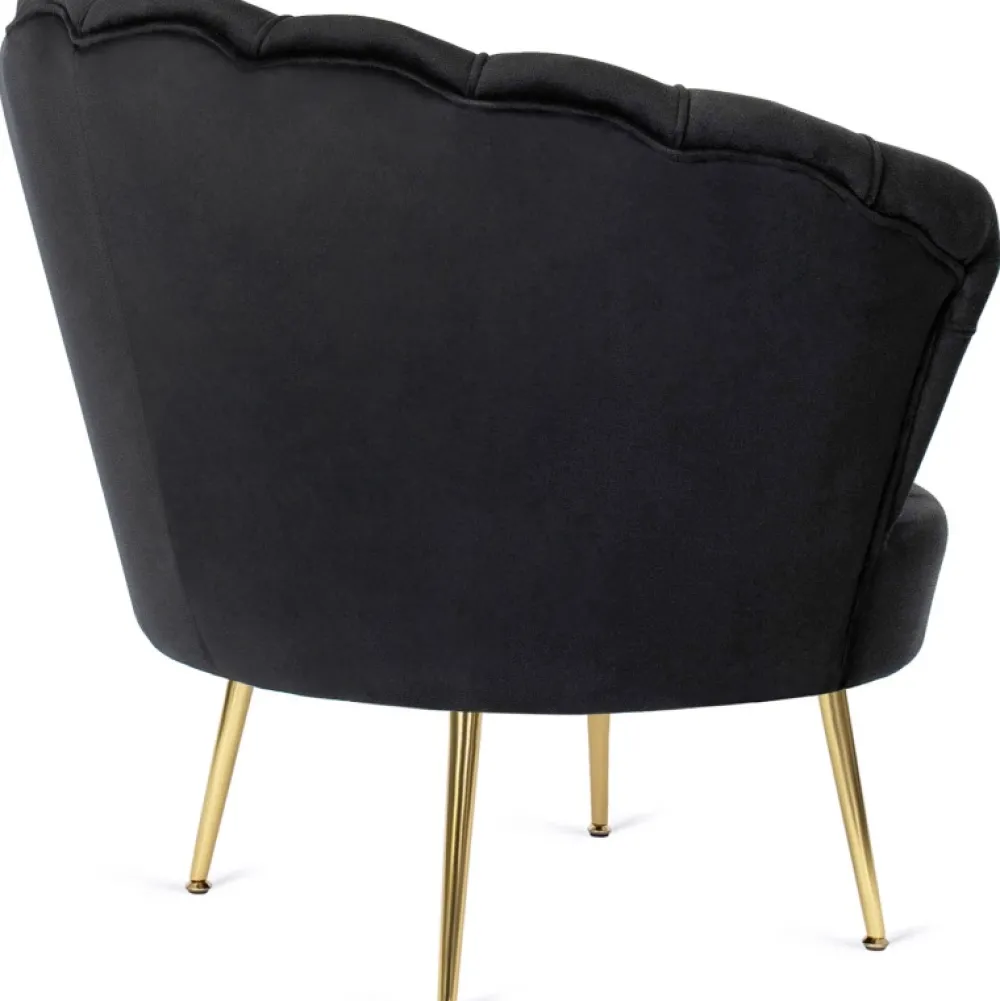 Fotele>MEBEL ELITE Fotel wypoczynkowy z podnóżkiem GISANO do salonu czarny welur