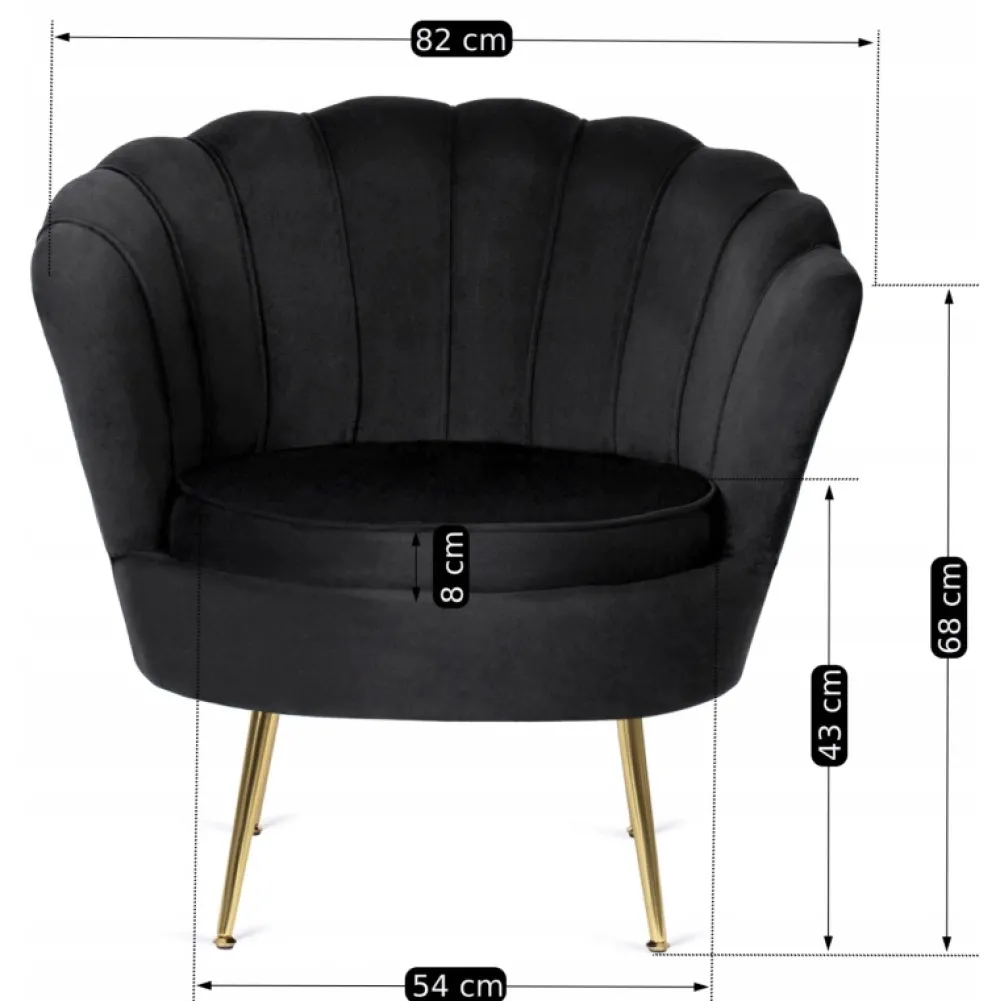 Fotele>MEBEL ELITE Fotel wypoczynkowy z podnóżkiem GISANO do salonu czarny welur