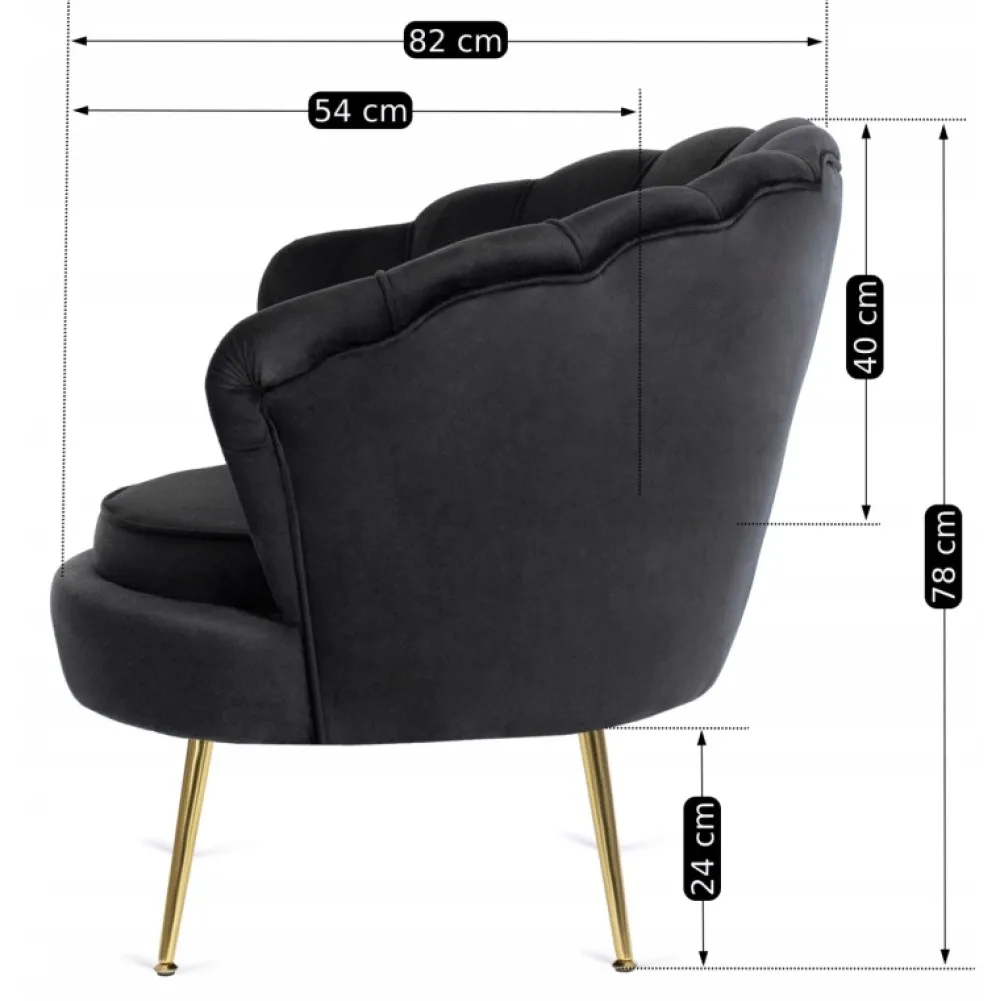 Fotele>MEBEL ELITE Fotel wypoczynkowy z podnóżkiem GISANO do salonu czarny welur