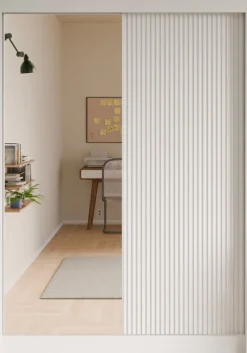 Zestawy Mebli Do Przedpokoju|Szafy Dwudrzwiowe>Arton Frezowana szafa przesuwna z lustrem do sypialni 150 cm ROYAL biały