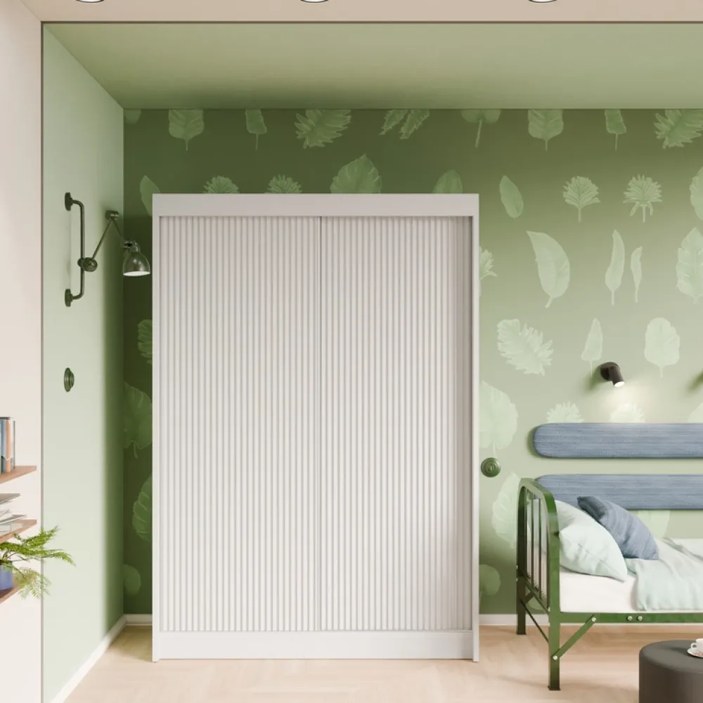 Zestawy Mebli Do Przedpokoju|Szafy Dwudrzwiowe>Arton Frezowana szafa przesuwna do sypialni 150 cm ROYAL biały