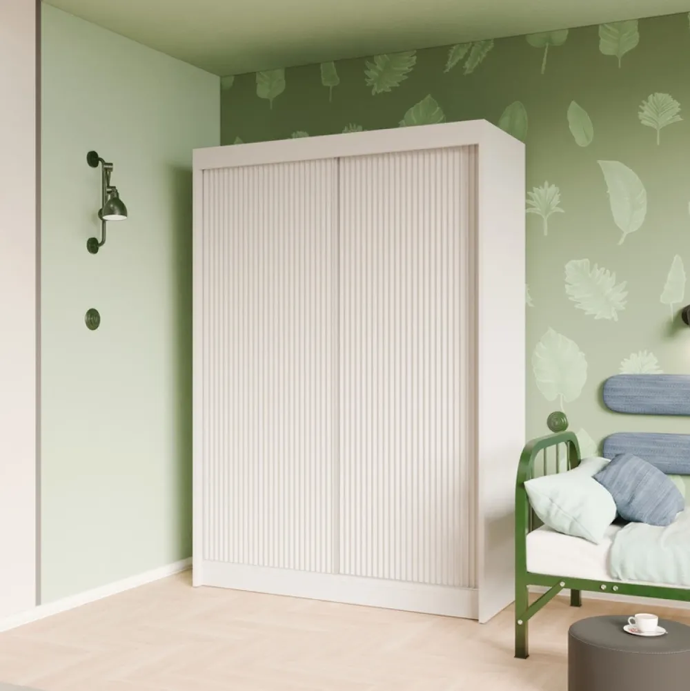 Zestawy Mebli Do Przedpokoju|Szafy Dwudrzwiowe>Arton Frezowana szafa przesuwna do sypialni 150 cm ROYAL biały