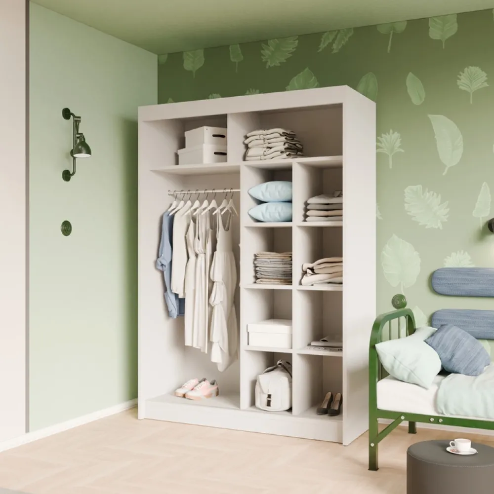 Zestawy Mebli Do Przedpokoju|Szafy Dwudrzwiowe>Arton Frezowana szafa przesuwna do sypialni 150 cm ROYAL biały