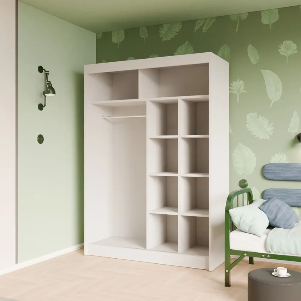 Zestawy Mebli Do Przedpokoju|Szafy Dwudrzwiowe>Arton Frezowana szafa przesuwna do sypialni 150 cm ROYAL biały