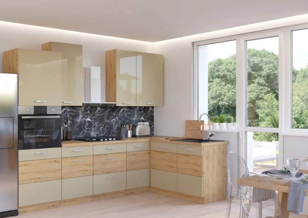 Meble Kuchenne>Lempert Front do zmywarki z zakrytym panelem sterującym 45 cm Cappucino połysk AGATA