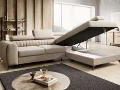 Narożniki>NEXT COLLECTION Funkcjonalny narożnik do salonu PAULLETTO regulowane zagłówki