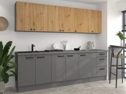 Meble Kuchenne>Lempert Funkcjonalny zestaw mebli kuchennych NEPO antracyt dąb artisan