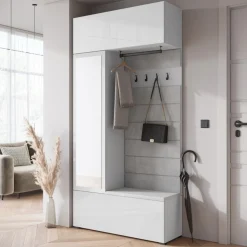 Garderoby|Zestawy Mebli Do Przedpokoju>BRATEX Garderoba do przedpokoju z lustrem TESSARO biały