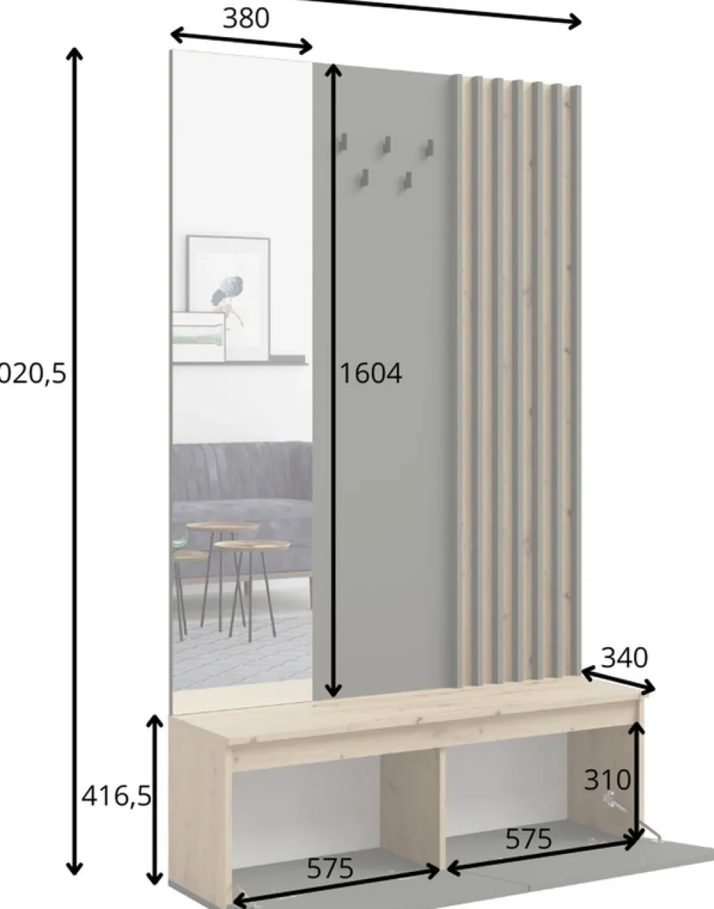 Garderoby|Zestawy Mebli Do Przedpokoju>MEBLOSIEK Garderoba do przedpokoju DORIOS dąb artisan front szary grafit