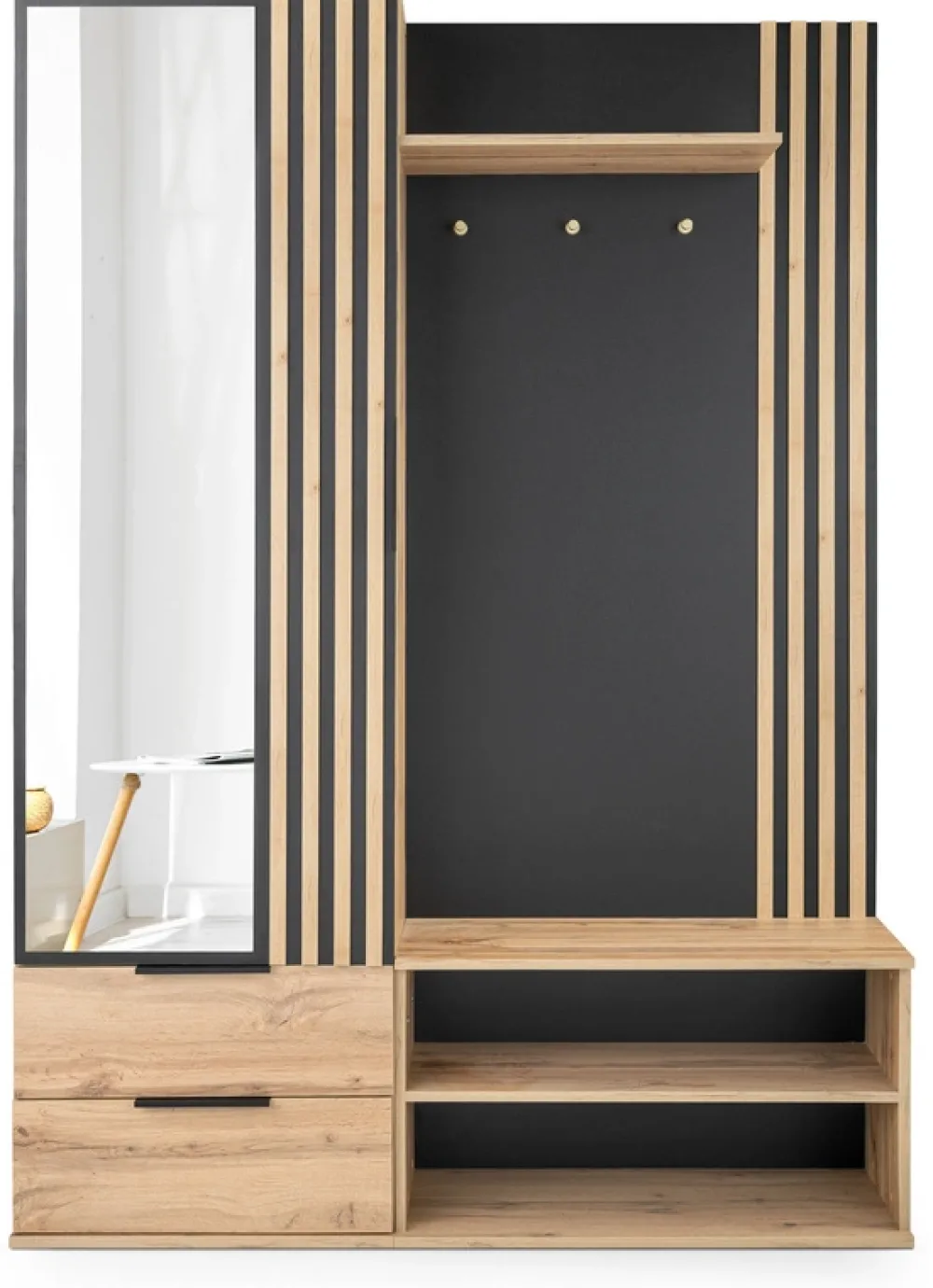 Garderoby>Stolar Garderoba z lustrem i lamelami do przedpokoju 140 cm LAVO