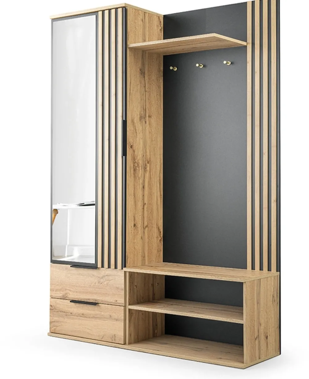 Garderoby>Stolar Garderoba z lustrem i lamelami do przedpokoju 140 cm LAVO