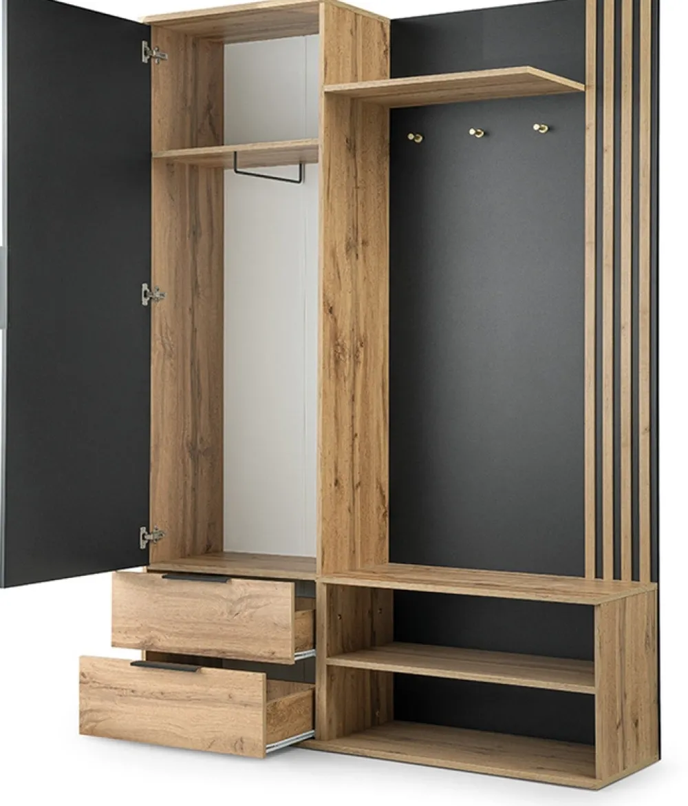 Garderoby>Stolar Garderoba z lustrem i lamelami do przedpokoju 140 cm LAVO