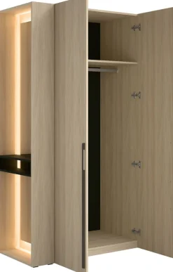 Garderoby|Zestawy Mebli Do Przedpokoju>MEBLOSIEK Garderoba z lustrem i oświetleniem do przedpokoju BARCELI dąb barista